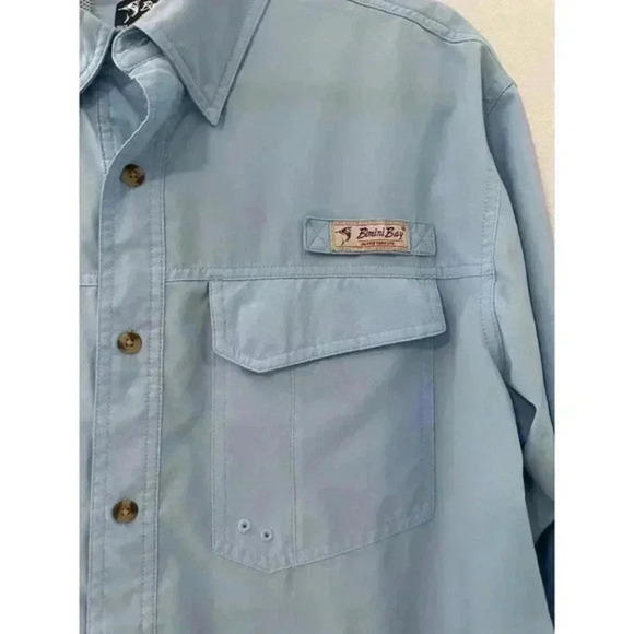 BIMINI BAY LONG SLEEVE SPF 30 BLOODGUARD Blue FISHING SUN SHIRT MEN'S - Picture 4 of 6